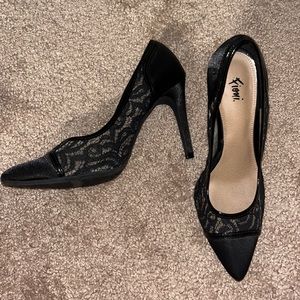 Black lace high heels